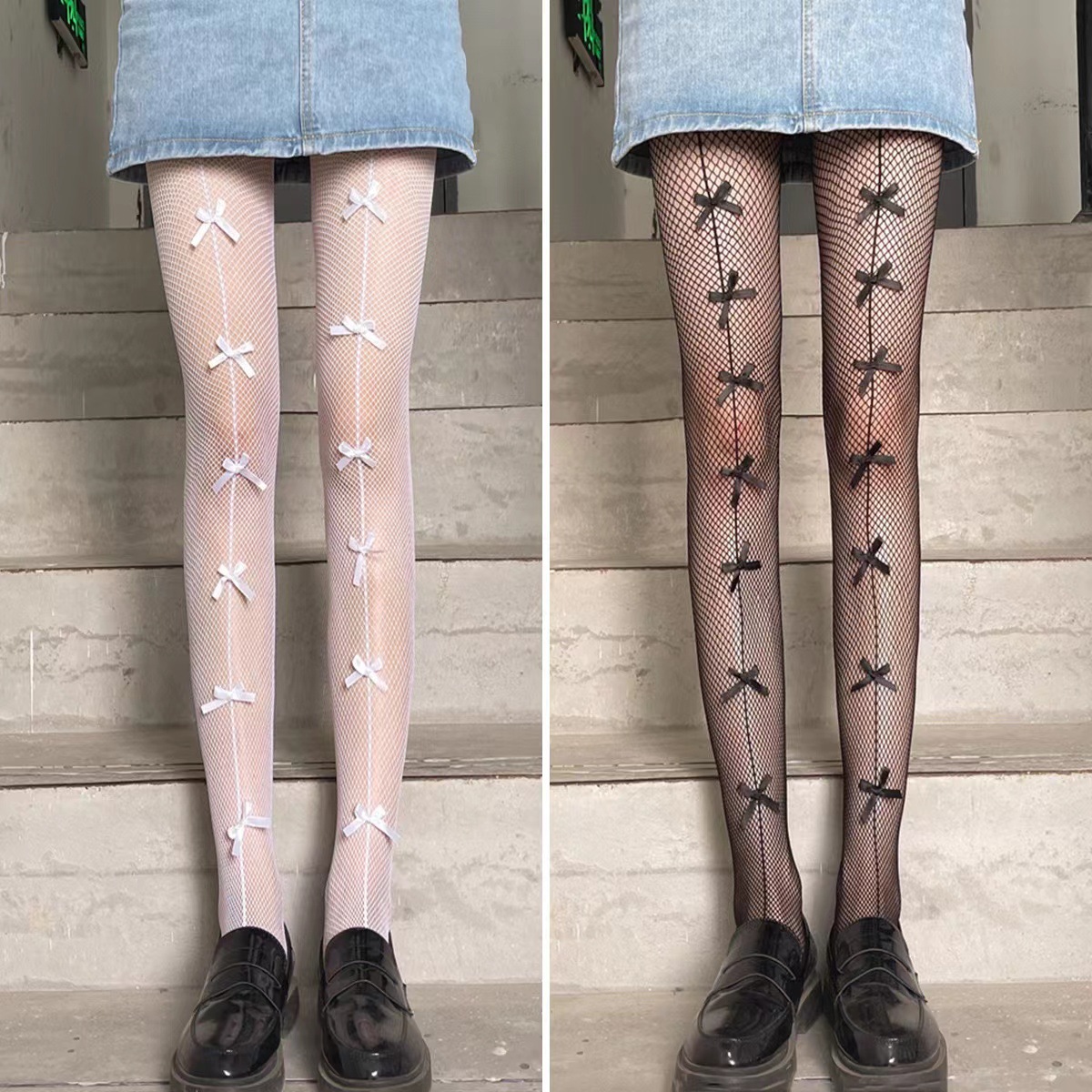 Bow Pattern Fashion Fishnet Stocking Tights with Bow Pattern